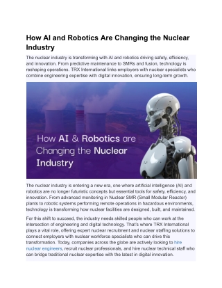 How AI and Robotics Are Changing the Nuclear Industry