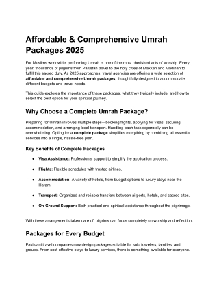 Affordable & Comprehensive Umrah Packages 2025
