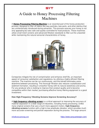 A Guide to Honey Processing Filtering  Machines