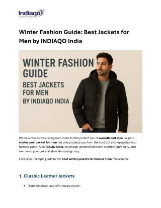 Winter Wear for Men Jacket | INDIAQO India