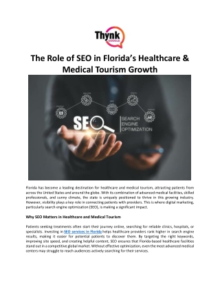 The Role of SEO in Florida’s Healthcare & Medical Tourism Growth