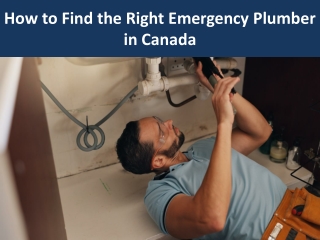 How to Find the Right Emergency Plumber in Canada
