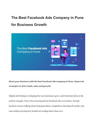 The Best Facebook Ads Company in Pune for Business Growth