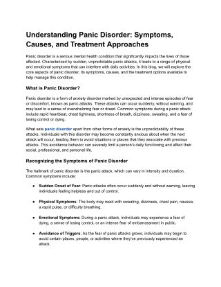 Best Panic Disorder Treatment in Delhi, Gurgaon & NCR