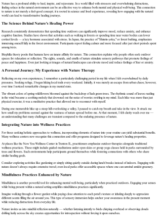 Healing Through Nature: A Unique Approach