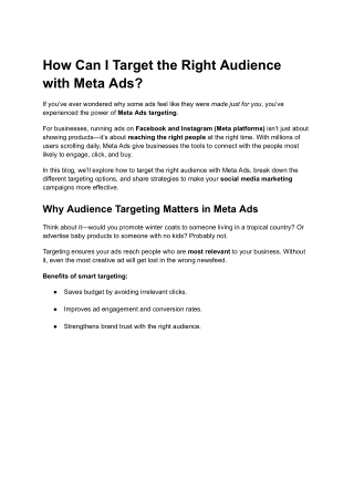 How Can I Target the Right Audience with Meta Ads?