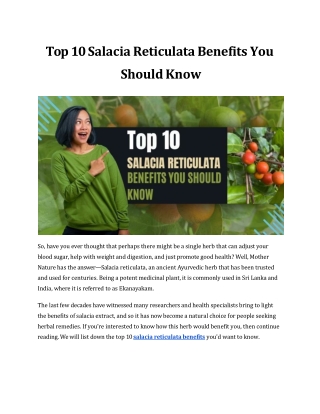 Top 10 Salacia Reticulata Benefits You Should Know