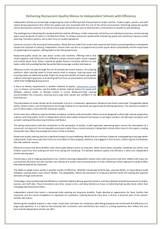 Delivering Restaurant-Quality Menus to Independent Schools with Efficiency