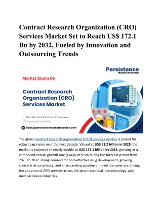 Contract Research Organization (CRO) Services Market