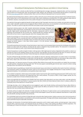 Streamlined Ordering Systems That Reduce Queues and Admin in School Catering