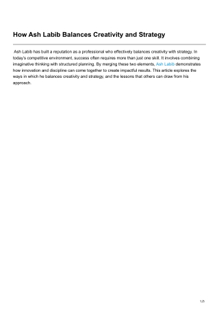 How Ash Labib Balances Creativity and Strategy