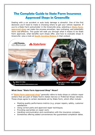 The Complete Guide to State Farm Insurance Approved Shops in Greenville