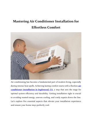Mastering Air Conditioner Installation for Effortless Comfort