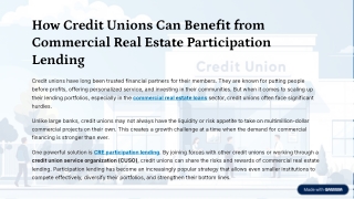 How Credit Unions Can Benefit from Commercial Real Estate Participation Lending