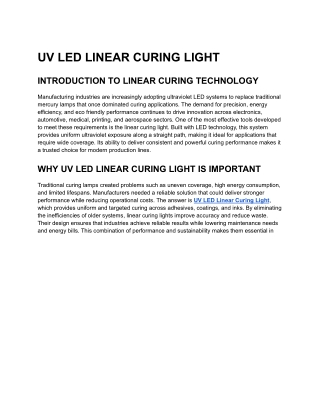 UV LED LINEAR CURING LIGHT