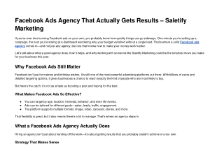 Facebook Ads Agency That Actually Gets Results Saletify Marketing