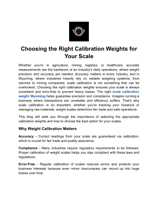 Choosing the Right Calibration Weights for Your Scale