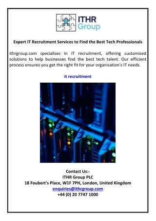 Expert IT Recruitment Services to Find the Best Tech Professionals