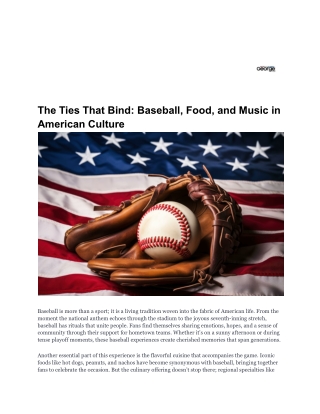 The Ties That Bind_ Baseball, Food, and Music in American Culture