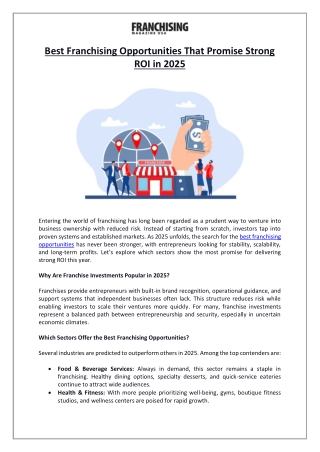 Best Franchising Opportunities That Promise Strong ROI in 2025