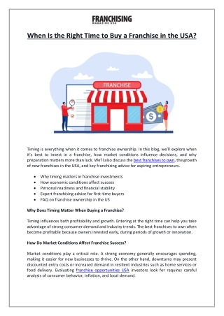 When Is the Right Time to Buy a Franchise in the USA