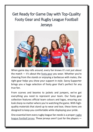 Get Ready for Game Day with Top-Quality Footy Gear and Rugby League Football Jerseys