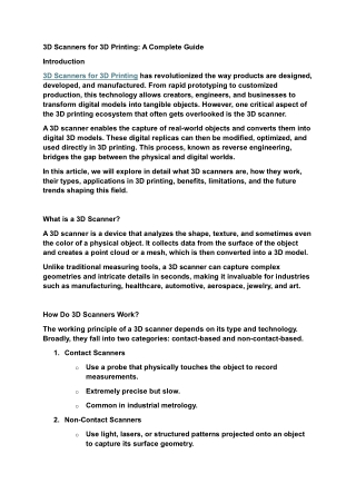 3D Scanners for 3D Printing: A Complete Guide