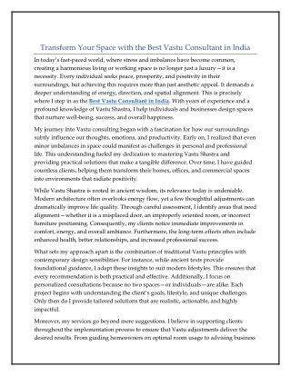 Transform Your Space with the Best Vastu Consultant in India