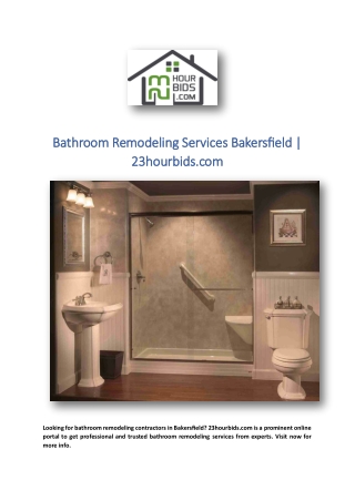 Bathroom Remodeling Services Bakersfield | 23hourbids.com