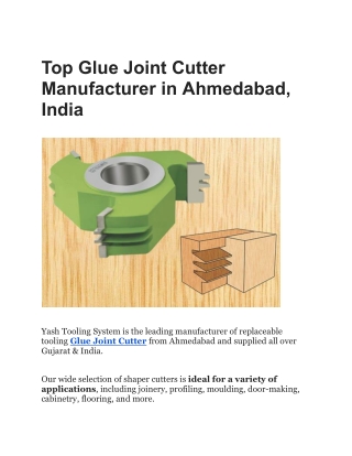 Top Glue Joint Cutter Manufacturer in Ahmedabad, India