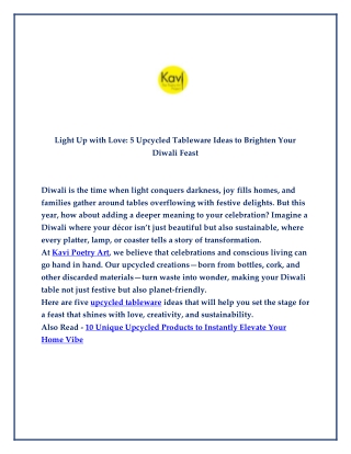 Light Up with Love - 5 Upcycled Tableware Ideas to Brighten Your Diwali Feast