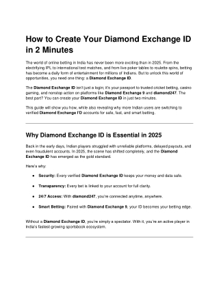 How to Create Your Diamond Exchange ID in 2 Minutes