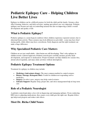 Pediatric Epilepsy Care in Lucknow