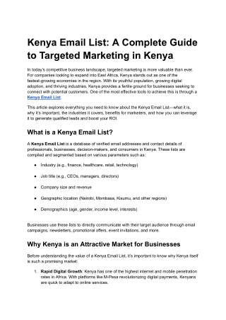 Kenya Email List: A Complete Guide to Targeted Marketing in Kenya