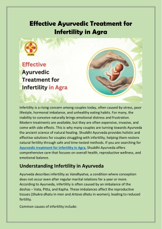 Effective Ayurvedic Treatment for Infertility in Agra