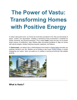 The Power of Vastu_ Transforming Homes with Positive Energy