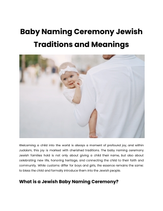 Baby Naming Ceremony Jewish Traditions and Meanings