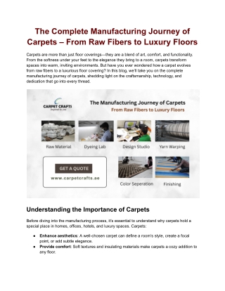 The Complete Manufacturing Journey of Carpets – From Raw Fibers to Luxury Floors
