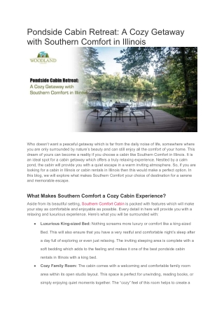 Pondside Cabin Retreat: Southern Comfort in Illinois