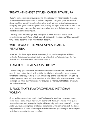 Tubata Stylish Cafe in Pitampura