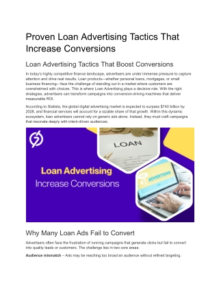 Proven Loan Advertising Tactics That Increase Conversions
