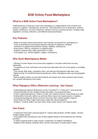 B2B Online Food Marketplace: A Complete Guide for Businesses