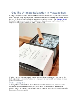 Get The Ultimate Relaxation in Massage Bars