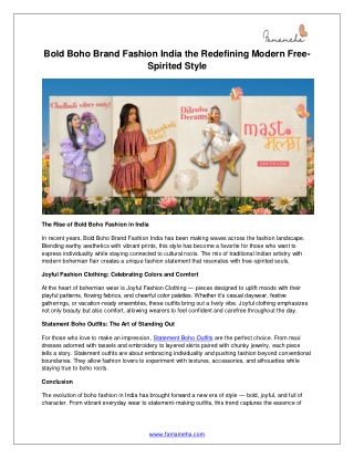 Bold Boho Brand Fashion India the Redefining Modern Free