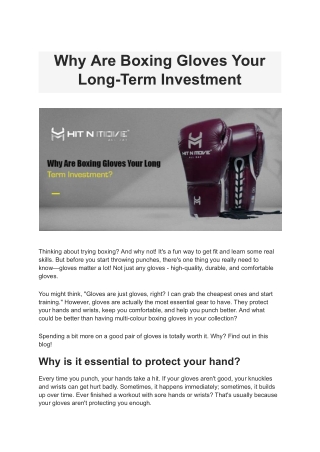 Why Are Boxing Gloves Your Long-Term Investment