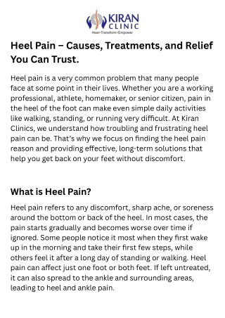 Heel Pain – Causes, Treatments, and Relief You Can Trust.
