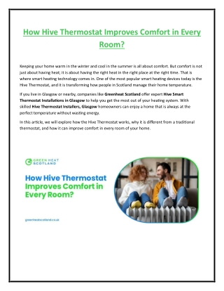 How Hive Thermostat Improves Comfort in Every Room