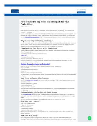 Perfect Stay in Chandigarh - Tulip Inn Chandigarh Zirakpur