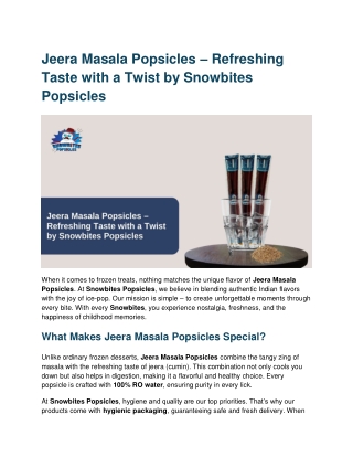 Jeera Masala Popsicles – Refreshing Taste with a Twist by snowbites popsicles