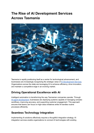 The Rise of AI Development Services Across Tasmania